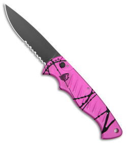 Piranha Pocket Automatic Knife Hot Pink (3.2" Black Serr)