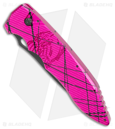 Piranha Predator Tactical Automatic Knife Pink (4.1" Black Serr)
