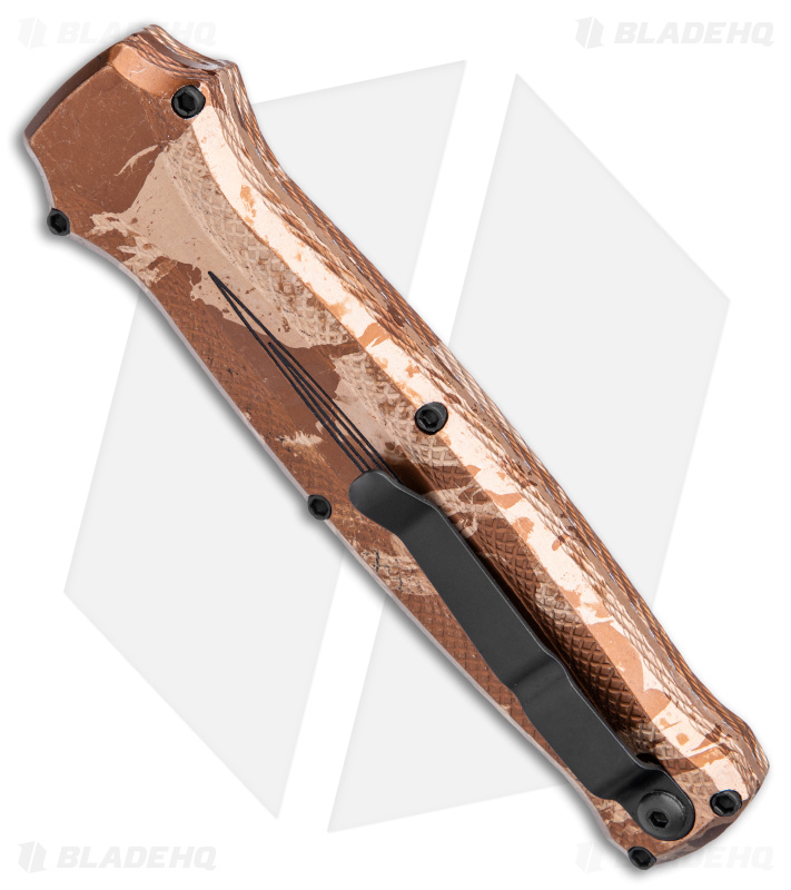 Piranha Rated-X Dagger D/A OTF Automatic Knife Tan Camo Aluminum (3.5" Black)