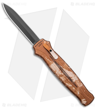 Piranha Rated-X Dagger D/A OTF Automatic Knife Tan Camo Aluminum (3.5" Black)