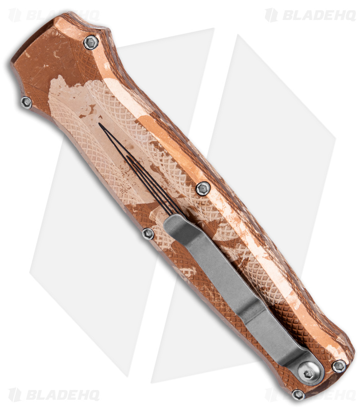 Piranha Rated-X Dagger D/A OTF Automatic Knife Tan Camo Aluminum (3.5" Mirror)