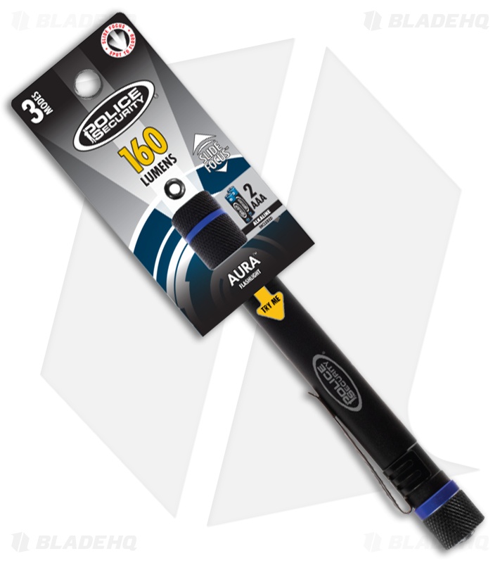 Police Security Aura Flashlight Black Aluminum (5.50") 98419