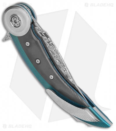 Prince Customs Daruma Liner Lock Knife Titanium/Zirconium (3.1" Damasteel)