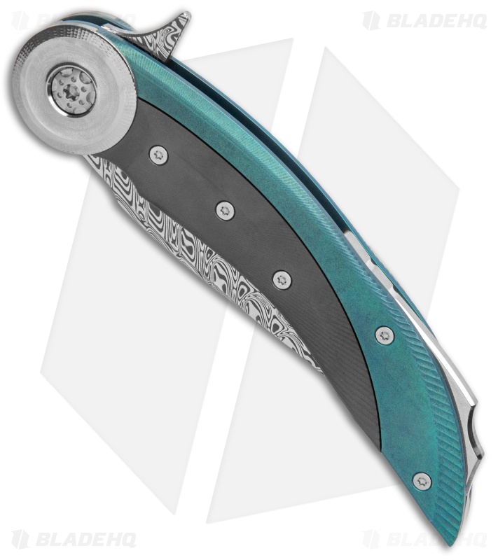 Prince Customs Daruma Liner Lock Knife Titanium/Zirconium (3.1" Damasteel)