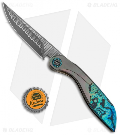 Prince Customs Fion Liner Lock Knife Titanium/Zirconium (3.375" Damasteel)