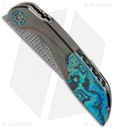 Prince Customs Fion Liner Lock Knife Titanium/Zirconium (3.375" Damasteel)