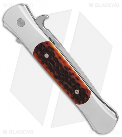 Pro-Tech Large Don Automatic Knife Amber Jigged Bone (4.5" Satin) 