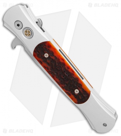 Pro-Tech Large Don Automatic Knife Amber Jigged Bone (4.5" Satin) 