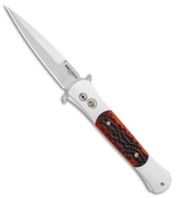 Pro-Tech Large Don Automatic Knife Amber Jigged Bone (4.5" Satin) 