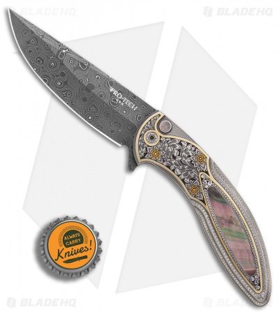 Pro-Tech Cambria Masterpiece Custom Flipper Black Lip Pearl (3.5"Damascus) 