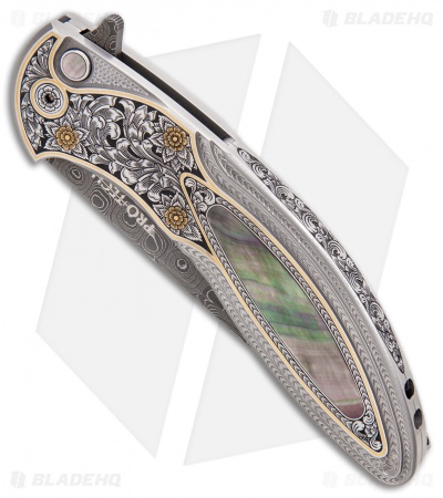 Pro-Tech Cambria Masterpiece Custom Flipper Black Lip Pearl (3.5"Damascus) 