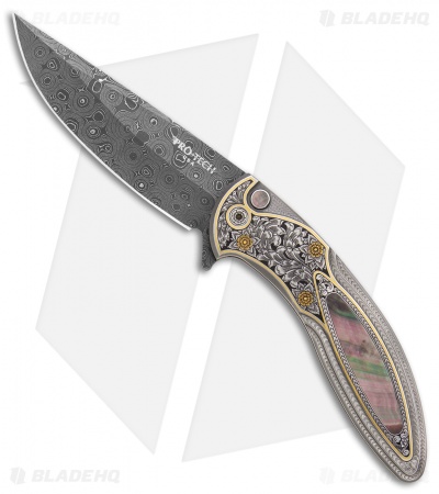 Pro-Tech Cambria Masterpiece Custom Flipper Black Lip Pearl (3.5"Damascus) 