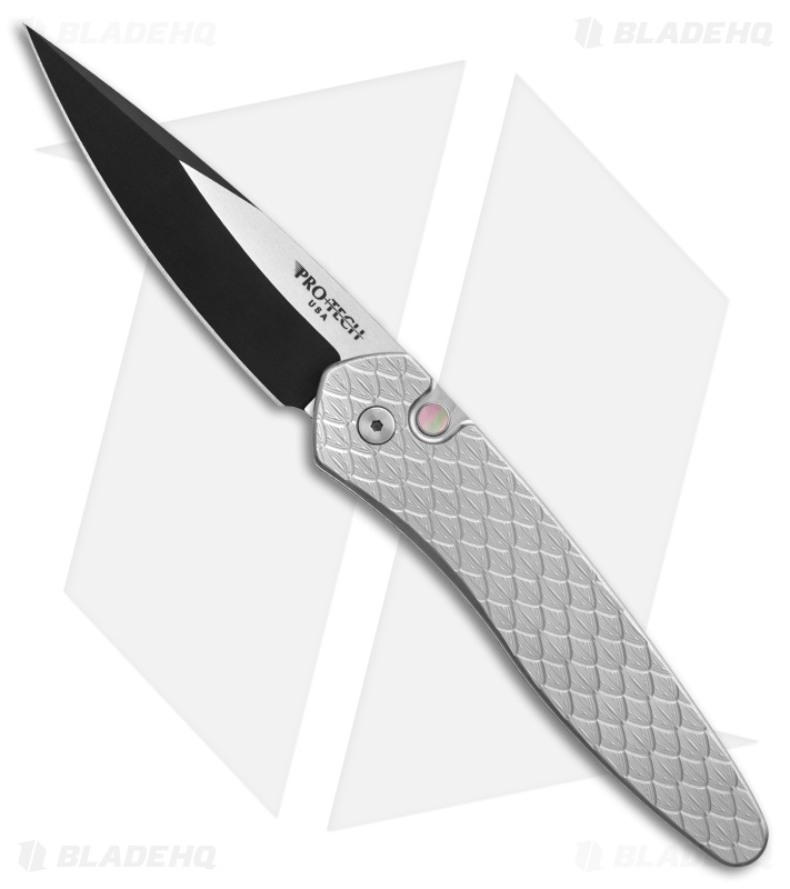 Pro-Tech Custom Newport Automatic Knife Feathered Stainless Steel (3" Two-Tone)