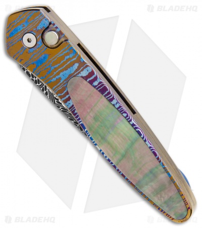 Pro-Tech Custom Newport Automatic Knife Moku-Ti/Mother of Pearl (3" Damascus)