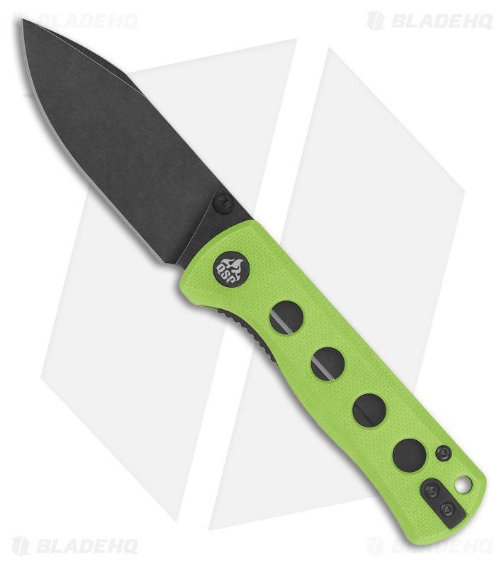 【AfricanSquare】オリーブナチュラルカッティングXL NO.10 QSP Canary Folder Liner Lock Knife Neon Green G-10 Black SW