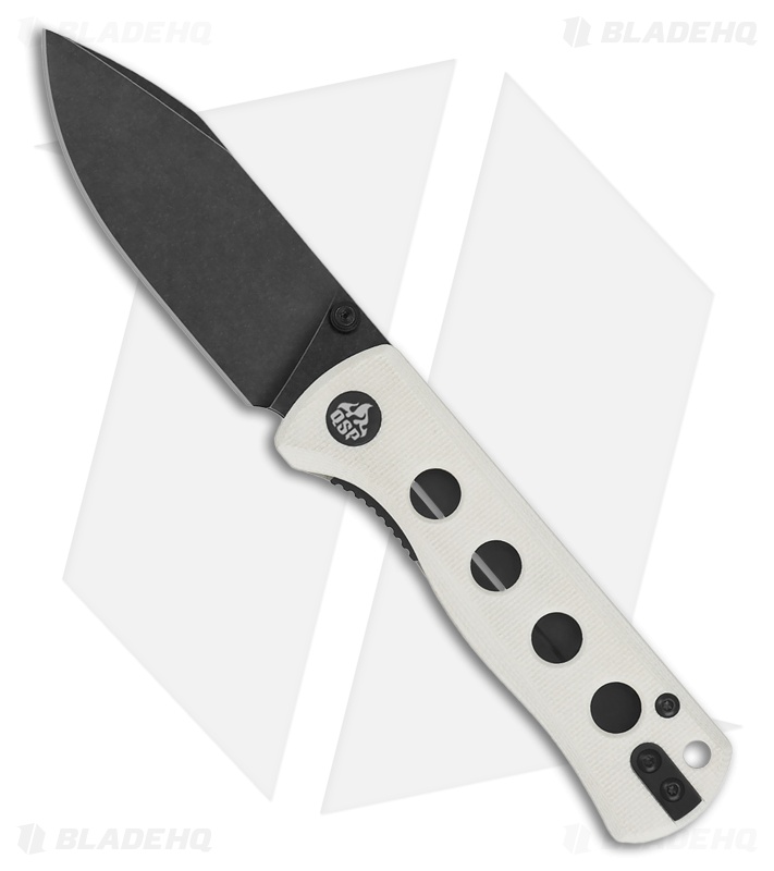 QSP Canary Folder Liner Lock Knife White G-10 (2.8" Black Stonewash 14C28N)