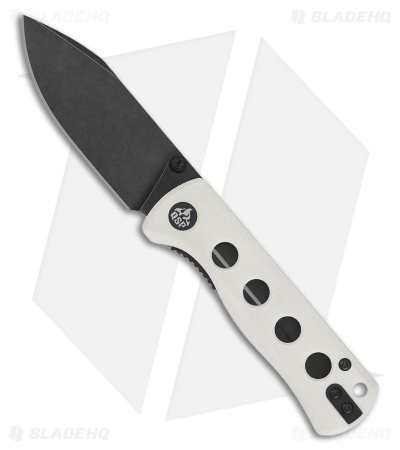 QSP Canary Folder Liner Lock Knife White G-10 (2.8" Black Stonewash 14C28N)
