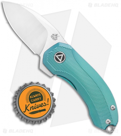 QSP Knife Hamster Framelock Knife Green Anodized Titanium (2" Satin)