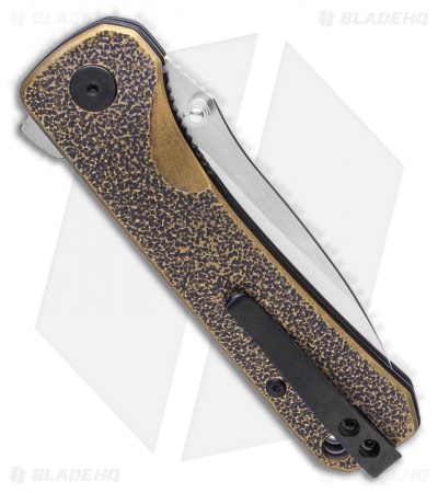 QSP Knife Hawk Liner Lock Knife Textured Brass (3.25" Satin) 