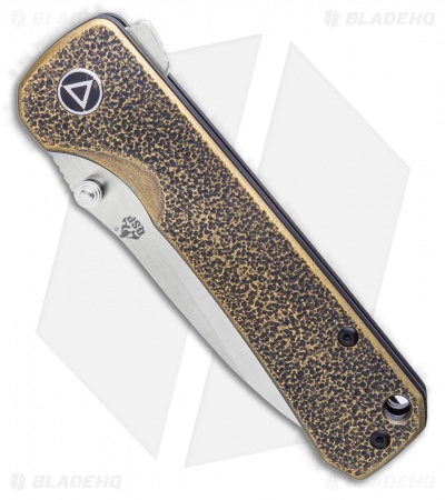 QSP Knife Hawk Liner Lock Knife Textured Brass (3.25" Satin) 
