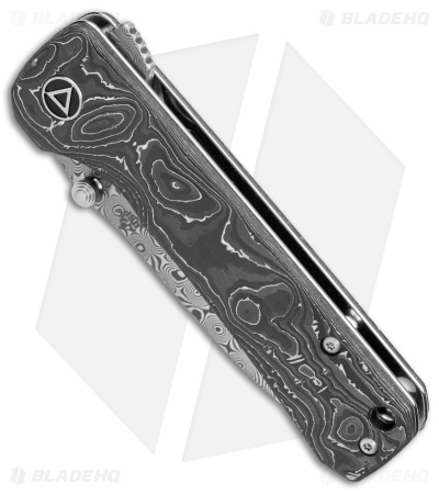 QSP Hawk Liner Lock Knife Aluminum Foil Carbon Fiber (3.25" Damascus)