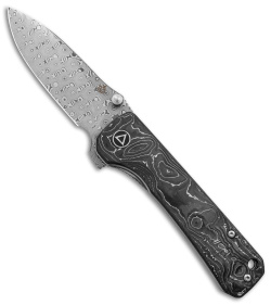 QSP Hawk Liner Lock Knife Aluminum Foil Carbon Fiber (3.25" Damascus)