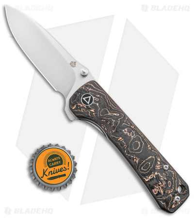 QSP Hawk Liner Lock Knife Copper Foil Carbon Fiber (3.25" Satin S35VN)