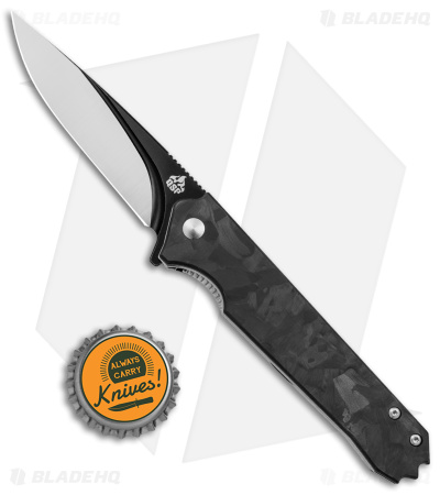 QSP Mamba Liner Lock Knife Smooth Shred Carbon Fiber (3.5" Two Tone VG10) 