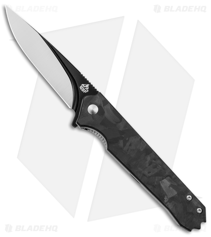 QSP Mamba Liner Lock Knife Smooth Shred Carbon Fiber (3.5" Two Tone VG10) 