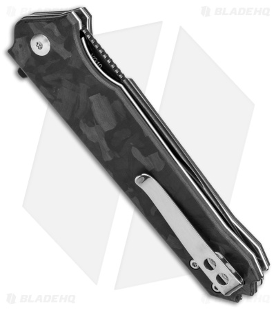 QSP Mamba Liner Lock Knife Smooth Shred Carbon Fiber (3.5" Two Tone VG10) 