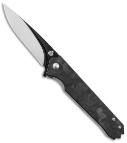 QSP Mamba Liner Lock Knife Smooth Shred Carbon Fiber (3.5" Two Tone VG10) 