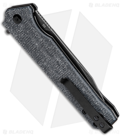 QSP Knife Mamba V2 Liner Lock Flipper Knife Black Micarta (3.5" Black SW D2)