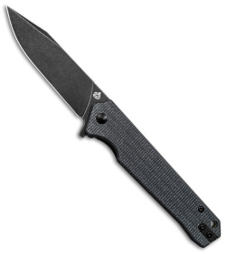 QSP Knife Mamba V2 Liner Lock Flipper Knife Black Micarta (3.5" Black SW D2)