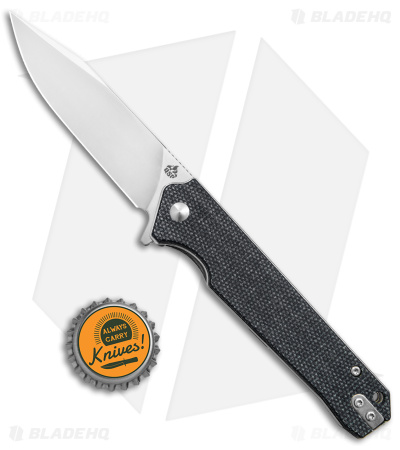 QSP Knife Mamba V2 Liner Lock Flipper Knife Black Micarta (3.5" Satin D2)