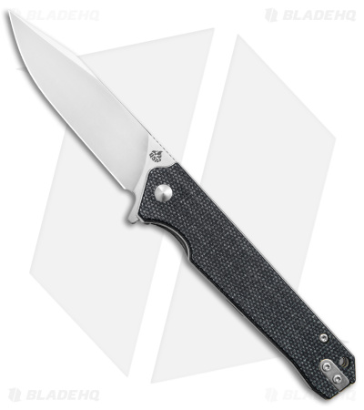 QSP Knife Mamba V2 Liner Lock Flipper Knife Black Micarta (3.5" Satin D2)