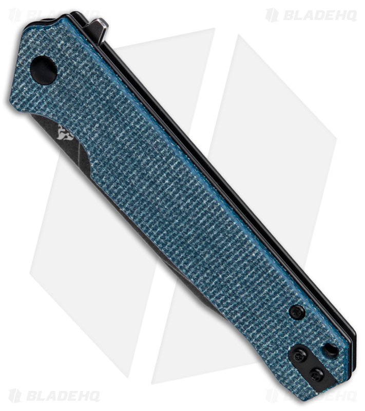 QSP Knife Mamba V2 Liner Lock Flipper Knife Blue Micarta (3.5" Black SW D2)