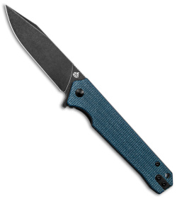 QSP Knife Mamba V2 Liner Lock Flipper Knife Blue Micarta (3.5" Black SW D2)