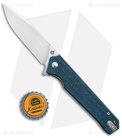QSP Knife Mamba V2 Liner Lock Flipper Knife Blue Micarta (3.5" Satin D2)
