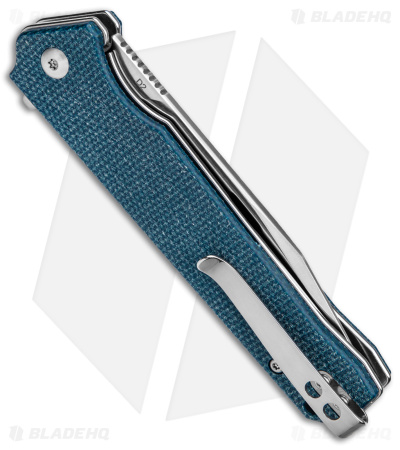 QSP Knife Mamba V2 Liner Lock Flipper Knife Blue Micarta (3.5" Satin D2)
