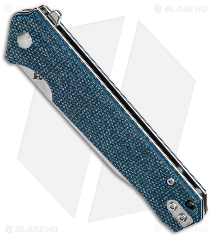 QSP Knife Mamba V2 Liner Lock Flipper Knife Blue Micarta (3.5" Satin D2)