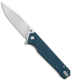 QSP Knife Mamba V2 Liner Lock Flipper Knife Blue Micarta (3.5" Satin D2)