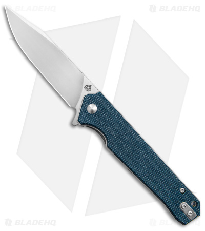 QSP Knife Mamba V2 Liner Lock Flipper Knife Blue Micarta (3.5" Satin D2)