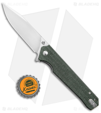QSP Knife Mamba V2 Liner Lock Flipper Knife Green Micarta (3.5" Satin D2)