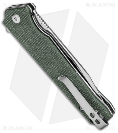 QSP Knife Mamba V2 Liner Lock Flipper Knife Green Micarta (3.5" Satin D2)