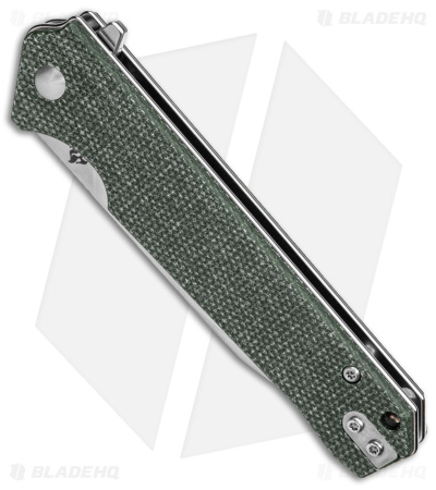 QSP Knife Mamba V2 Liner Lock Flipper Knife Green Micarta (3.5" Satin D2)