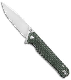 QSP Knife Mamba V2 Liner Lock Flipper Knife Green Micarta (3.5" Satin D2)