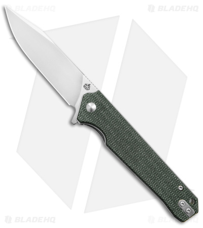 QSP Knife Mamba V2 Liner Lock Flipper Knife Green Micarta (3.5" Satin D2)