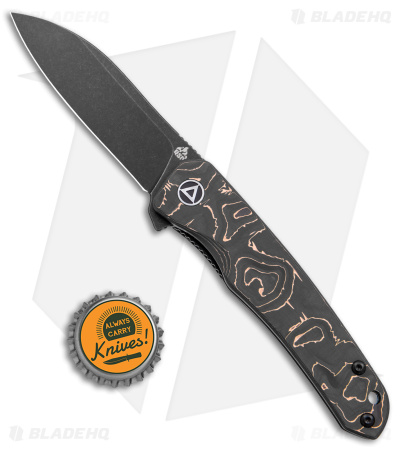 QSP Otter Flipper Liner Lock Knife Copper Foil Carbon Fiber (2.7" Black S35VN)