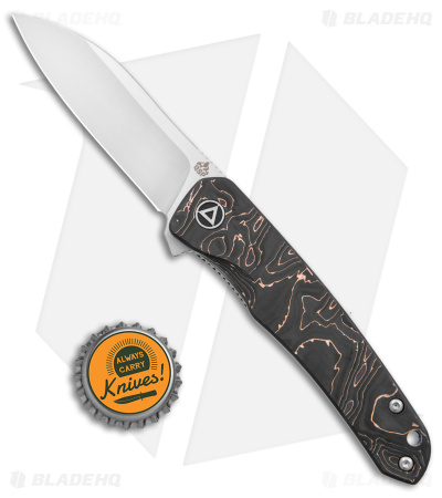 QSP Otter Flipper Liner Lock Knife Copper Foil Carbon Fiber (2.7" Satin S35VN)