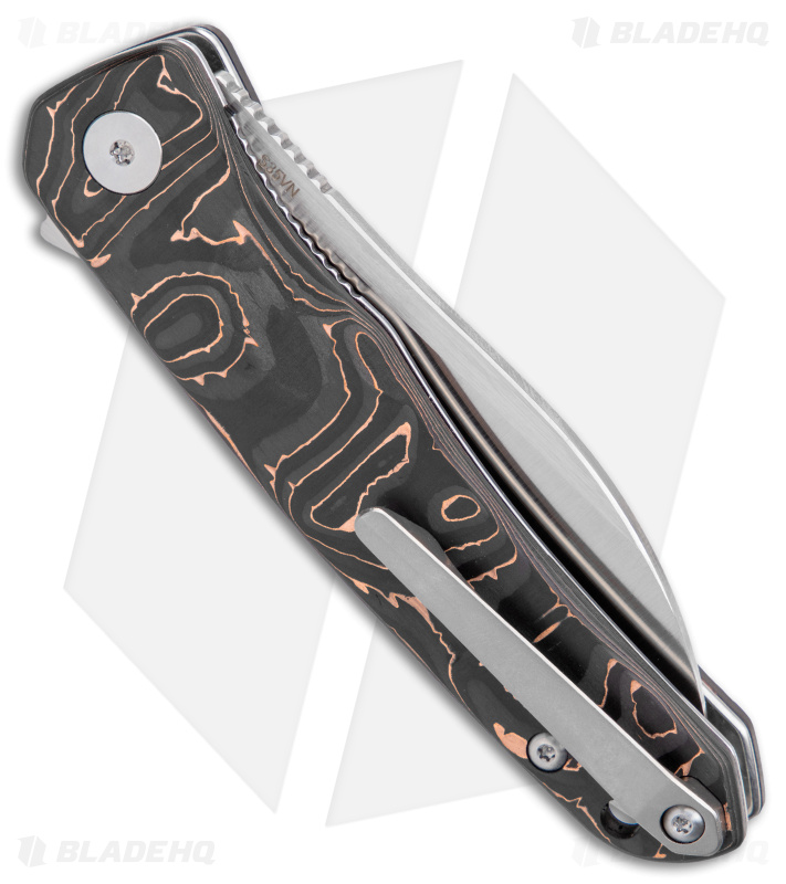 QSP Otter Flipper Liner Lock Knife Copper Foil Carbon Fiber (2.7" Satin S35VN)